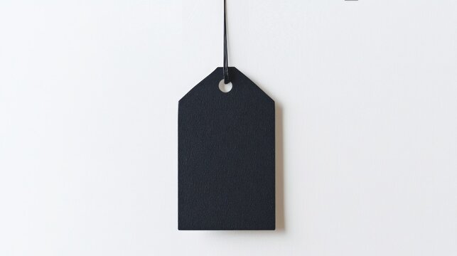 Black square clothing tag, gift tag mockup.