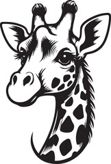 Black and White Giraffe Vector | Animal Silhouette Clipart Illustration