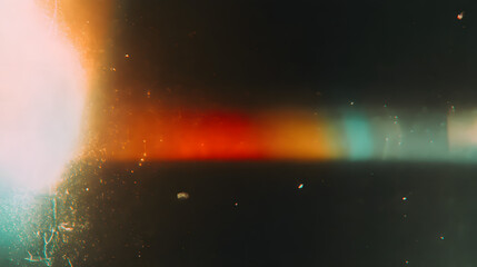 Abstract retro gradient light leak effect, blurred overlay film grain texture .