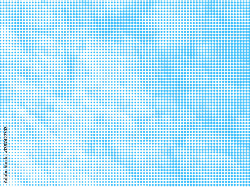 Aufkleber Color halftone texture of blue sky with clouds. Abstract cloud pattern vector dotted pixel texture background with copy space.	