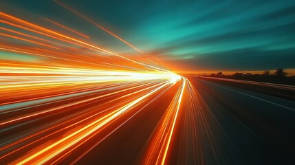 Obraz premium Semi Truck Driving on an Empty Road at Sunset with Dramatic Light