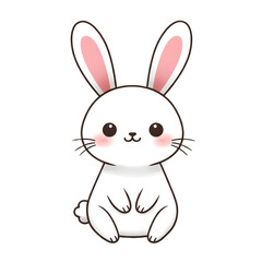 Obraz premium A cute digital illustration of a white bunny standing on its hind legs with an adorable expression.
