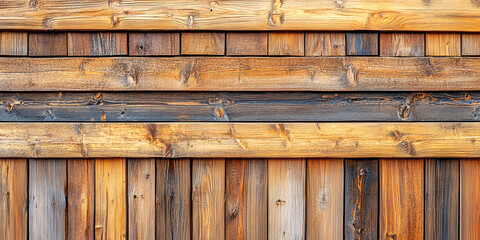 Close-up of a rustic wooden wall with various shades of brown.