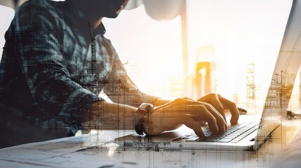 Electrical Engineer Designing Solutions on Laptop in Modern Office