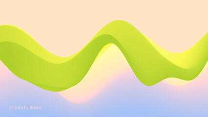 3D abstract wavy background with beautiful gradient colour transition. Dynamic wave. Vector illustration for banner, flyer, brochure, booklet, presentation or website design.