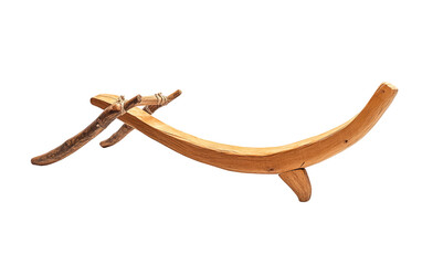 A minimalist depiction of a handcrafted wooden plow from ancient times Isolated on transparent background.