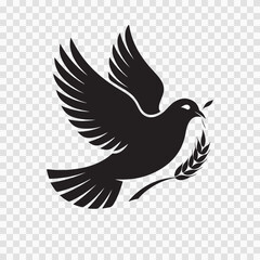 Peace Dove Silhouette with Olive Branch Vector