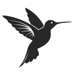 Obraz premium Elegant Hummingbird Illustration In Flight Minimalist Black And White Bird Vector Graphic