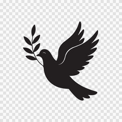 Minimalist Peace Bird Icon in Silhouette Style