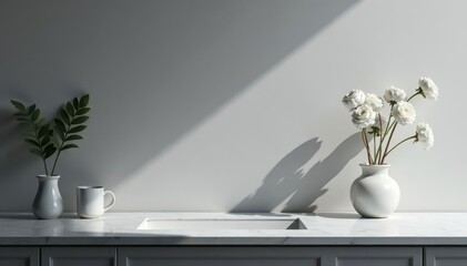 Sleek grey countertop, subtle texture, perfect backdrop, store, countertop