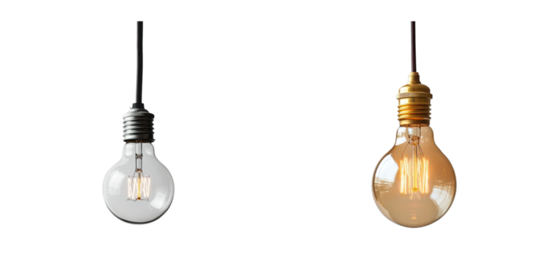 Classic and vintage edison bulbs with filament design, cut out - stock png