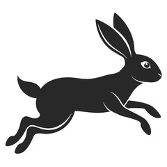 Obraz premium Minimalist Black Hare Leaping Graphic Vector Illustration Silhouette Design Template