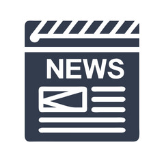 Obraz premium News Page with Clapperboard Icon Design