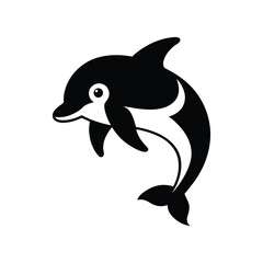 a vector illustration of a  dolphin spinning in water.eps