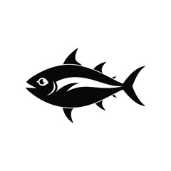 Obraz premium Black and white tuna fish in monochrome vector style on white background.eps