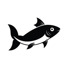  Black and white Katla fish drawing in realistic style on white background.