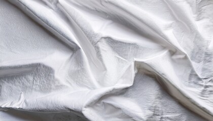 White wrinkled fabric texture Paste poster template Glued paper or fabric mockup
