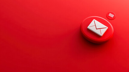 Stylish isometric email alert design featuring notification badge on red background