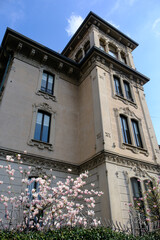 Obraz premium Old residential buildings along Piazza Tommaseo in Milan, Italy