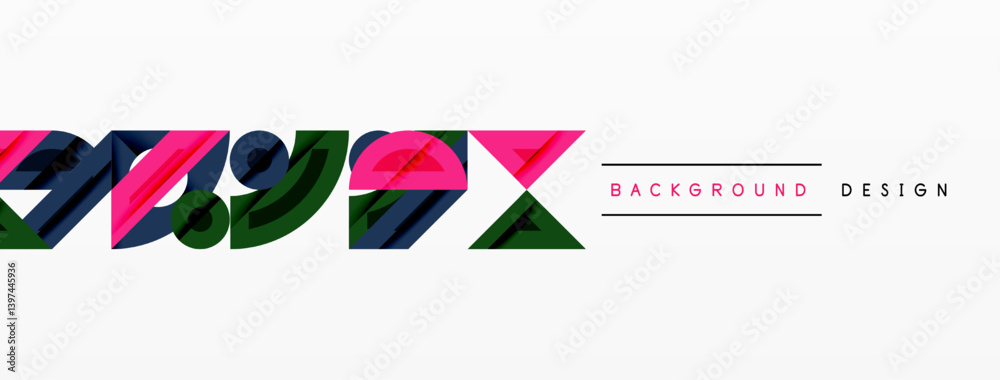 Aufkleber Abstract colorful lines form dynamic shapes. Pink, green, blue hues create modern visual effect. Minimalist design suitable for backgrounds, banners, presentations.