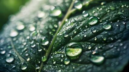 primer plano de hoja con gota de agua