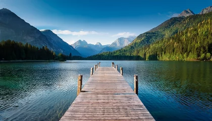 Selbstklebende Fototapeten Jetty into a Mountain Lake © Benjamin