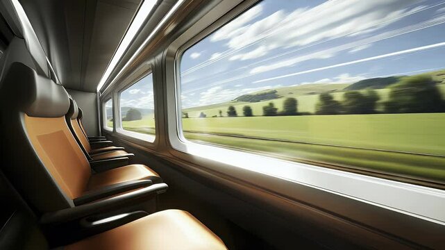 Train Journey Through Lush Green Countryside