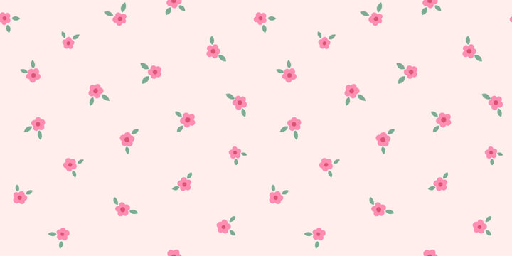 Cottagecore Delicate Small Flower Seamless Pattern. Vector Background in Vintage Ditsy Style of Pastel Pink Colors for Print on Textile, Paper, Web Design