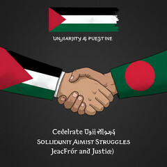 Palestine Bangladesh Solidarity Handshake Peace Unity Justice Graphic Design art hope flags image   