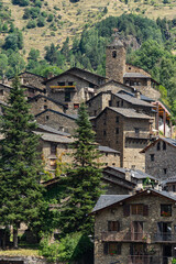 Panoramic view of the traditional mountain village of the Os de Civis in the province of Lerida,...