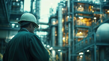 Engineer in Oil Refinery Overseeing Operations and Safety Protocols