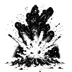Black ink explosion illustration on white background