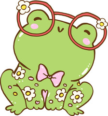 Cute Frog Spring Cartoon Hand Drawn