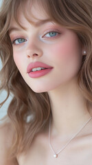 Beautiful young woman displaying glowing hydrated skin  