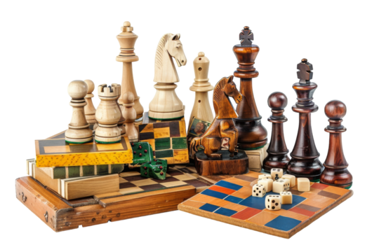 Amusing Couple's Board Games for Home Entertainment Isolated On Transparent Background