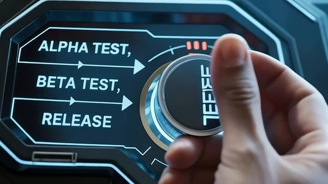 Software Development Lifecycle with Testing Phases, software development, alpha testing, beta testing, release phase, software lifecycle.	