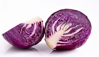 Red cabbage portion on white