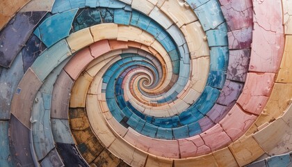 Fototapeta premium Spiral mosaic artwork art gallery photography indoor top-down view abstract aesthetic inspiration