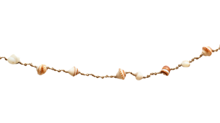 Anklet with tiny shells and beads, boho summer vibe, macro lens clarity, white background, PNG