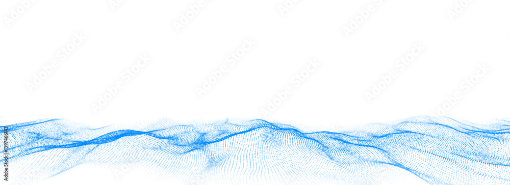 Poster futuristic technology wave. digital cyberspace. abstract vector wave with moving particles. big data