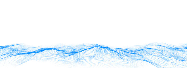 Futuristic technology wave. Digital cyberspace. Abstract vector wave with moving particles. Big data analytics.