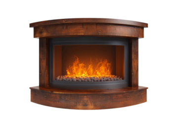 Fireside Reverie: Unveiling Electric Fireplace Isolated On Transparent Background