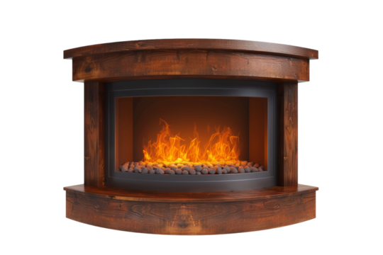 Fireside Reverie: Unveiling Electric Fireplace Isolated On Transparent Background