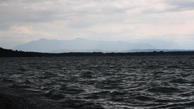 Starnberger See, lake in Bavaria, dramatic and dark scene, high definition clip