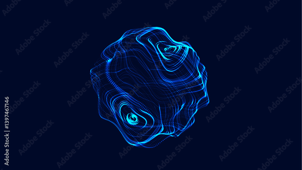 Wall mural vector futuristic blue sphere of particles and lines. network connection big data. abstract technolo