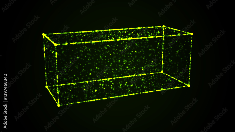 Poster distorted wireframe cubes from different sides. vector abstract geometric 3d objects. technology blo