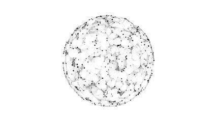 Vector futuristic white sphere of particles and lines. Network connection big data. Abstract technology background.