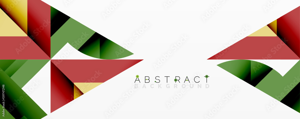 Aufkleber geometric shapes overlap creating dynamic composition. colors include red, green, yellow, gold, plus