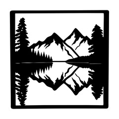 Stunning Black and White Mountain Lake Reflection Landscape Art Print