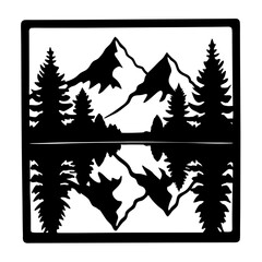 Obraz premium Stunning Mountain Lake Reflection Scenic View Framed Artwork Black and White